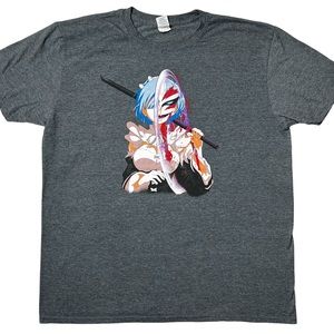 {Gildan} Re: Zero Rem & Blech Ichigo Hollow Anime Graphic T-Shirt Grey Unisex XL